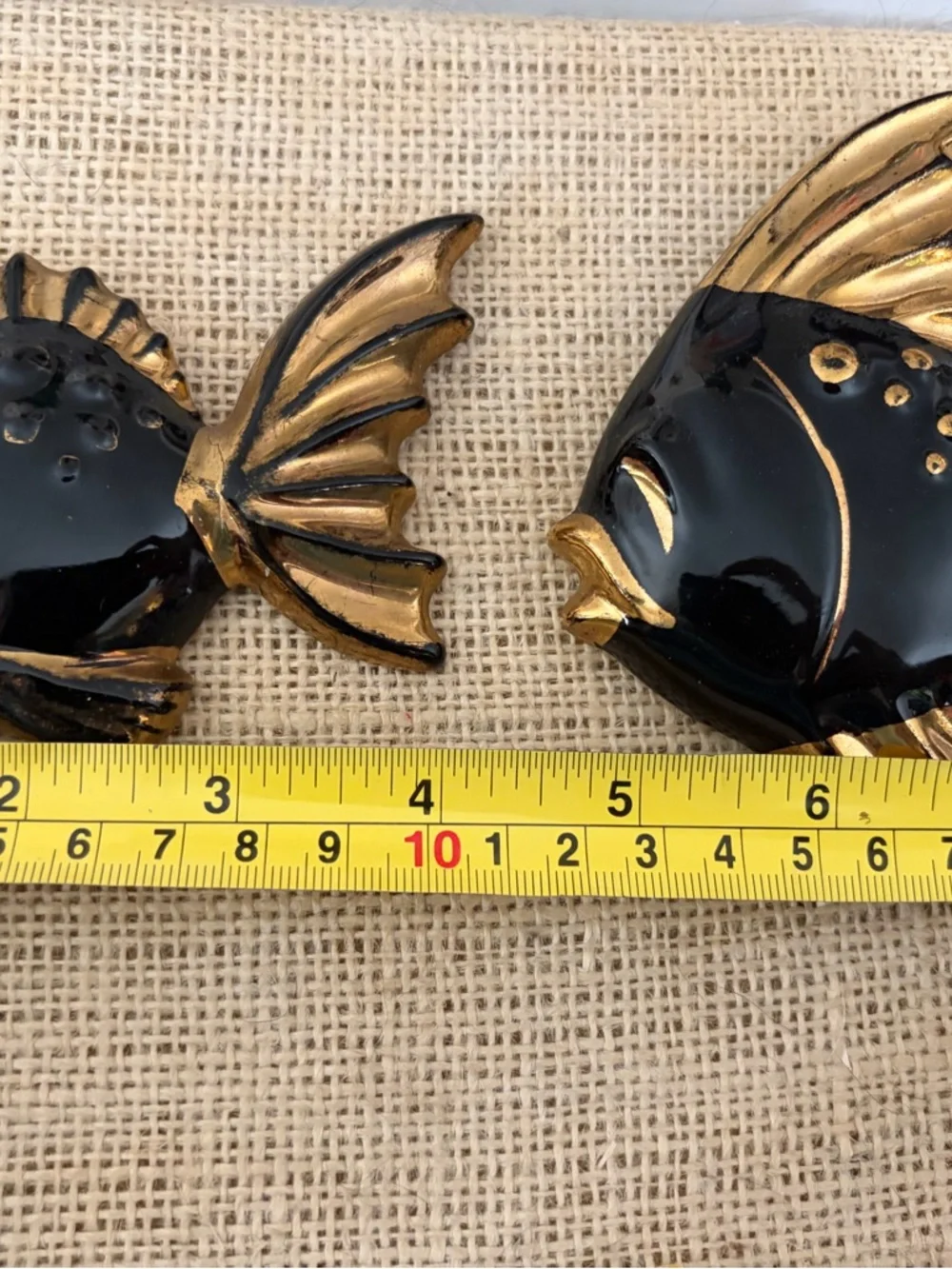 Vintage Black & Gold Fish Aquarium Wall Plaques